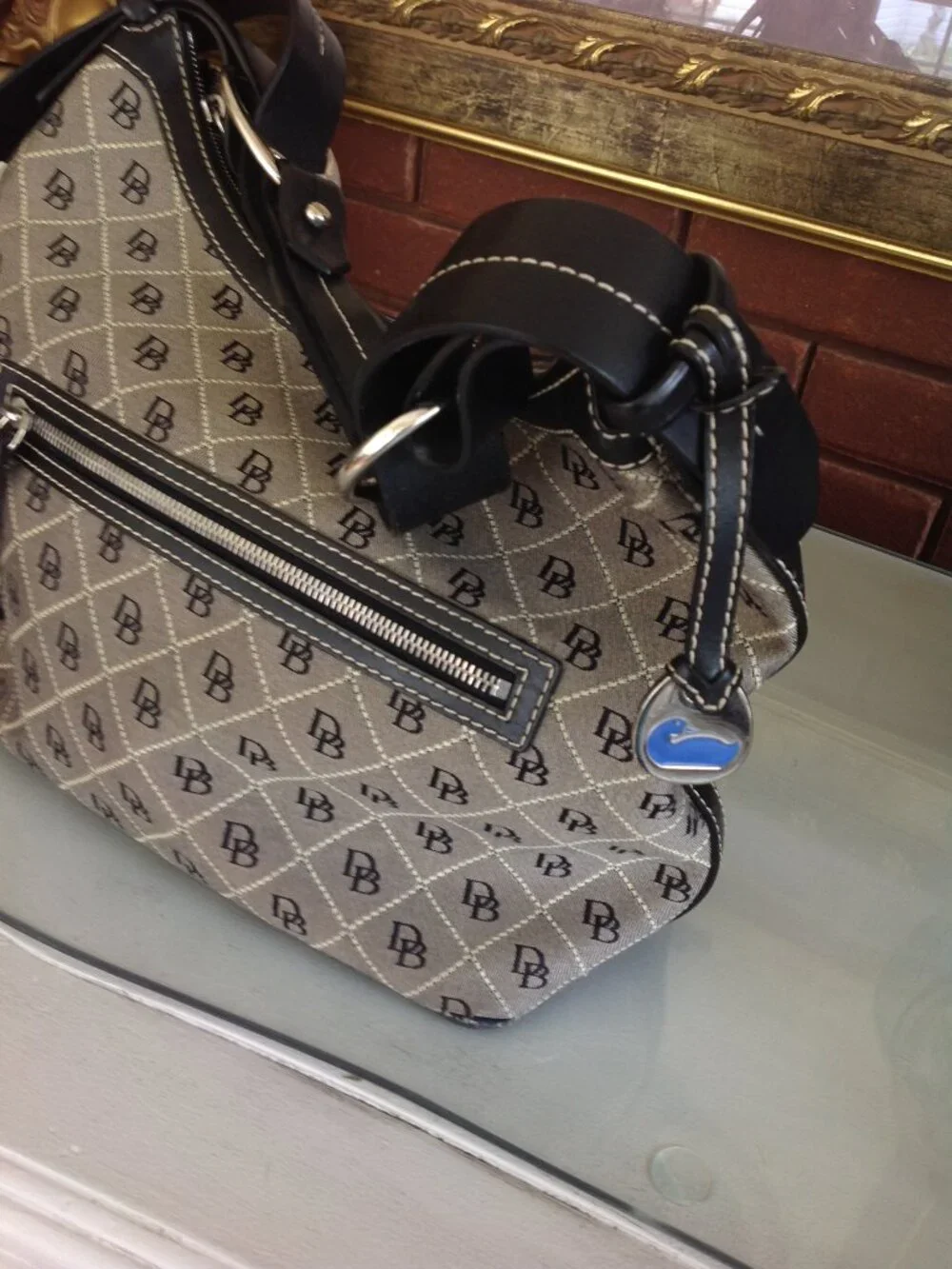 Vintage Dooney & Bourke Signature Fabric Monogram Shoulder Bag